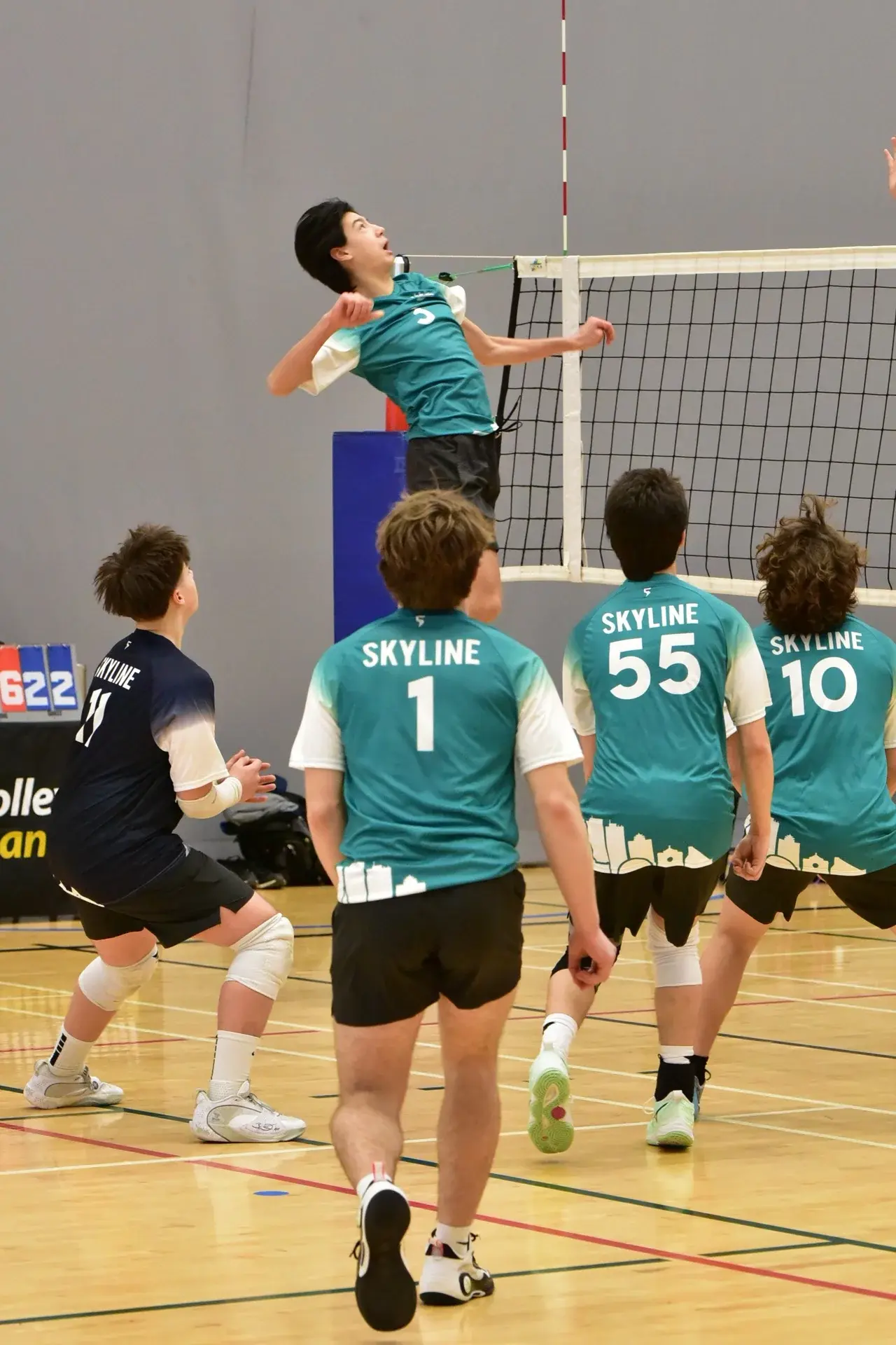 Skyline volleyball team in action at a tournament